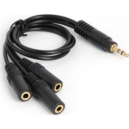 3.5mm 3-Pole Plug to 3 Way Stereo Audio Headphone Splitter Adapter Cable PVC Gold-plated Plug AUX Audio Output Y-Cable Lead