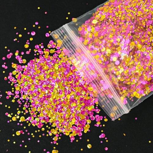 50g/Bag Round Nail Sequins Glitter Flakes Mixed Colorful 3D Nail Decoration Tips Holographic Nail Glitter Sequins Iridescent