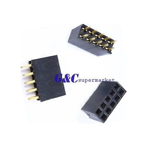 50PCS 2X5 Pin 10P 2.54mm Double Row Female raight Header Pin rip diy electronics