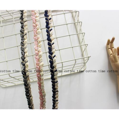 6yards Golden Sequins Rope Cotton Mixed Trim Twisted Cotton Cords Jacket Trimming Craft Decor Ropes Sewing Accessory