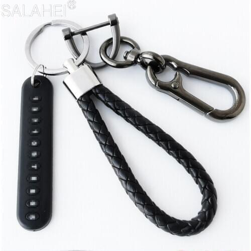 Car Keychain Pendant Number Plate Braided Leather Cord Key Ring Key Chain Weaving Cord Keychain High Quality Fashion Accessories