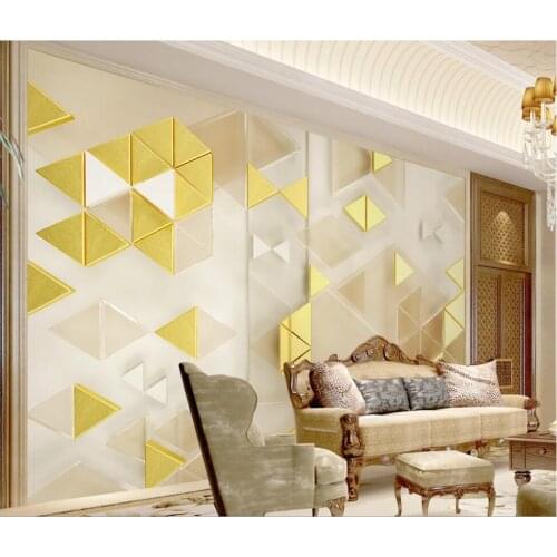 XUE SU Large custom mural wallpaper 3d stereo glass metal splicing golden transparent TV background wall