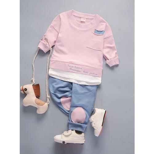 Childrens Spring and Autumn Boy Baby Suit Long Sleeved Suit Baby Clothes Korean Girls Boys Set