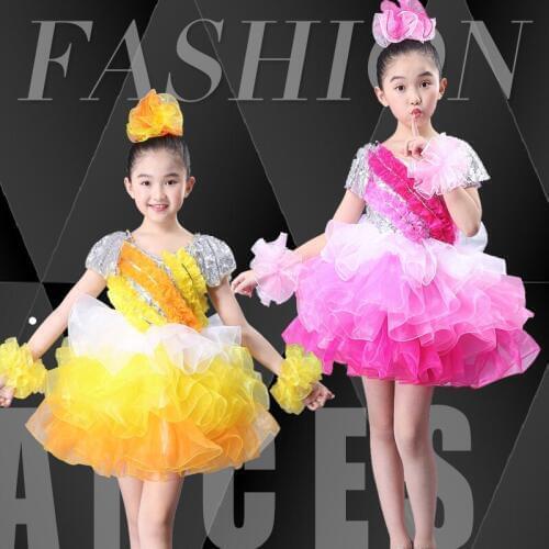 Child Ballet Tutu Dance Dress Girl Modern Dance Costume for Stage Performance Ballroom Dance Dresses Kids Latin Dance Clothing