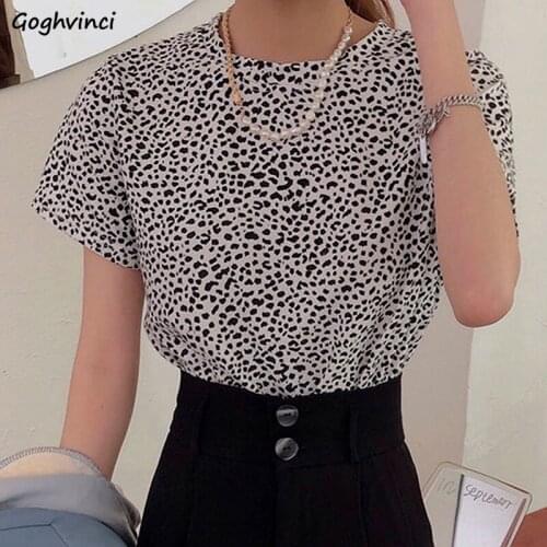 T-Shirts Women Casual Polka Dot O-Neck All-match Chic Fashion Retro Summer Hot Tees College Clothes Female Tops Korean Style Ins