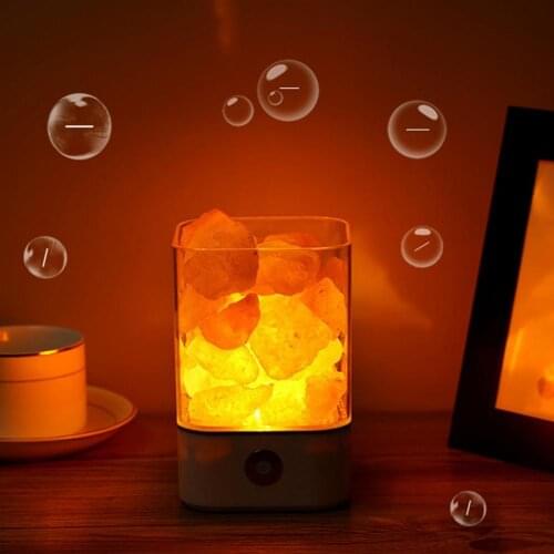 USB Crystal Light Natural Himalayan Salt Lamp LED Lamp Air Purifier Mood Creator Indoor Warm Light Table Lamp Bedroom Lamp