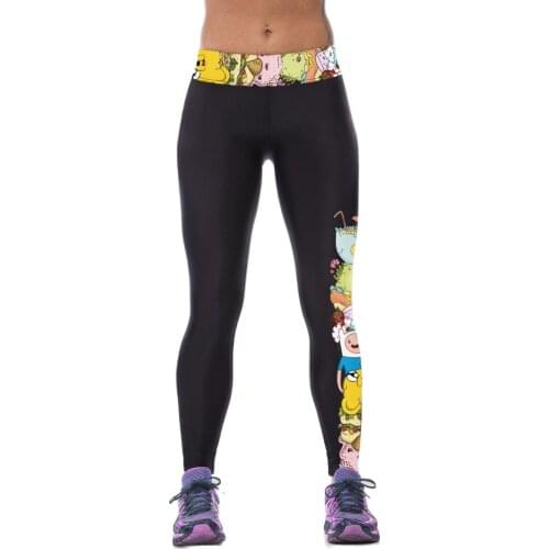 LOVE SPARK New Cartoon Printing Female Running Pants High Waist Sport Gym Leggings Plus Size 3XL 3 Patterns