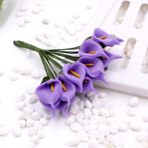 144Pcs PU Artificial Flowers Calla Lily Simulation Floral Bridal Bouquet Mini Fake Lily Flower Wedding Home Table Decor Craft