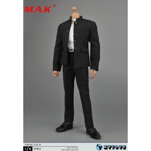 ZY16-16 1:6 Male Man Chinese Tunic Suits Clothes Clothing Set black/white Color Fit For 12 Inches Action Figure Accessories