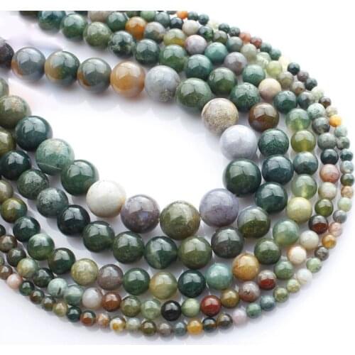 15"(38cm) Strand Round Natural Indian Agate Stone Rocks 4mm 6mm 8mm 10mm 12mm Gemstone Beads for Bracelet Jewelry Making