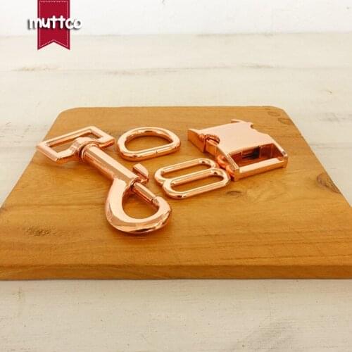 Metal buckle+adjust buckle+D ring+metal dog clasp/set) Environmental rose gold accessory 20mm metal DIY dog accessories