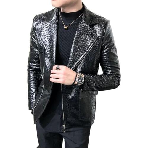 2021 fashion Japan and South Korea handsome suit collar casual fashion leather jacket men