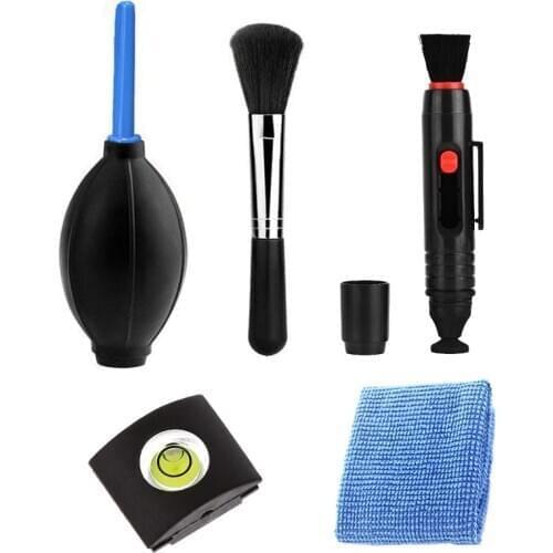 5pcs Camera Cleaning Kit Dust Cleaner Lens Clean Brush Pen Wipes Fuliginous Air Blower Kit For Canon Sony Spirit Warm Shoe Lens
