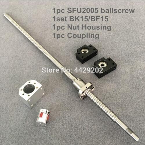 CNC Ballscrew Set : 20MM Ball screw SFU2005 2010 300 400 500 600 700 800 mm End Machined + Ball Nut + cnc parts