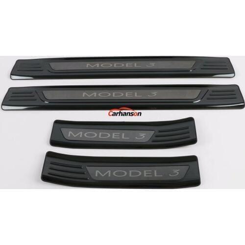 Car Styling Sticker For Tesla Model 3 2017 2019 Door Sill Scuff Plate Stainless Steel Trim Cover Protector Accessory Accessories