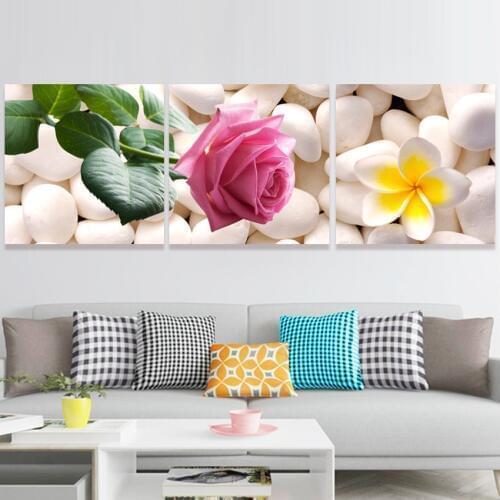 Living Room Wall Picture Wall Art Canvas Fashion Wall Bedroom Wall Picture White Stone Flower Nordic Home Decor Canvas 6602a