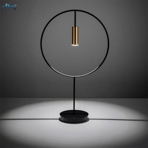 Post Modern Iron Ring Estilu Table Lamps for Bedroom Bedside Dormitory Eye Care Desk Lights College Living Bar Deco Fixtures