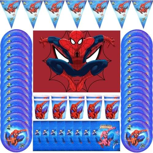 New SpiderMan Kids Birthday Party Baby Shower Party Decoration Birthday Banner Straw bag Cup Plate Tablecloth Supplies For Kids