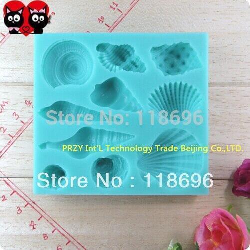 New style large wholesale hot sale Ten kinds of shells chocolate silicon mold fondant Cake decoration mold NO.SI204