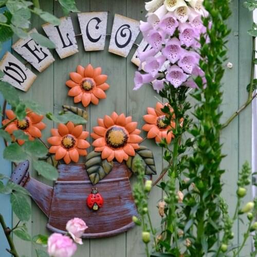 Outdoor Garden Wrought Iron Sunflower Welcome Brand Hook Lawn Metal Accessories Decoration Courtyard Balcony Ornaments Crafts
