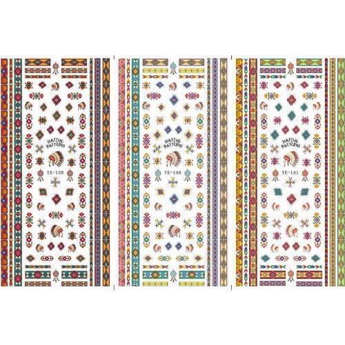 3 PACK/ LOT WATER TRANSFER DECAL NAIL ART NAIL STICKER BIRD FEATHER INDIAN HEADDRESS YE139-141