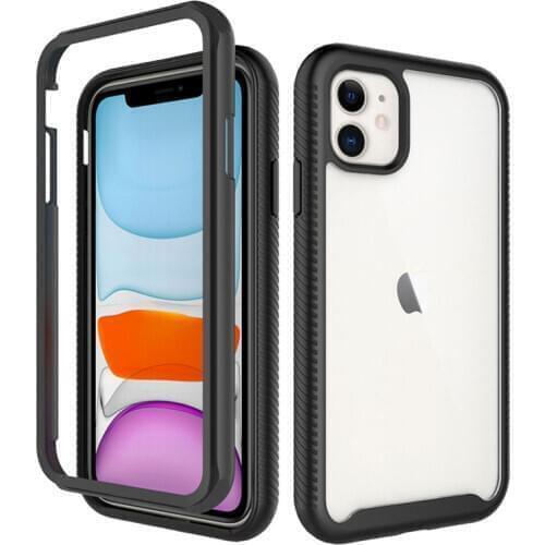 Shockproof Bumper Phone Case For iPhone 11 12Pro Max XR XS Max 7 8 Plus X 12Pro Transparent Armor 2in1 Hybrid Protect Back Cover