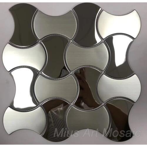 Luxury silver fish bone stainless steel metal mosaic tile DIY wall paper for kitchen backsplash
