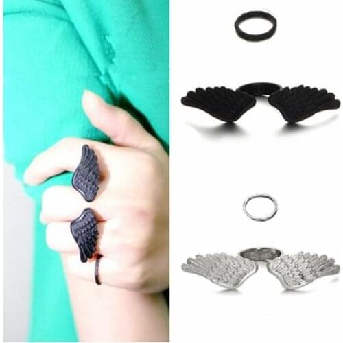 Rx218 Fashion Vintage Punk Hyperbole Alloy feather Wings Geometric Circle Ring Jewelry Womens Jewelry Accessories