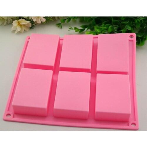 Silicone Soap Mould 6 Cavity Rectangle Bake Tray Portable for Homemade DIY Mold SCIE999