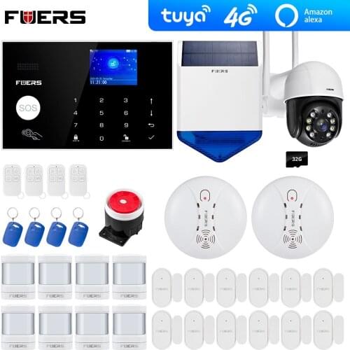 4G Tuya Alexa Wifi GSM alarm systems security home Solar Siren Touch keypad Smart Home Burglar Alarm System ip Wifi camera