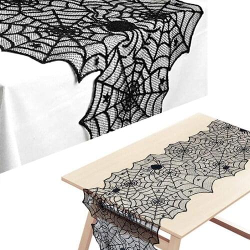 Halloween Table Cover Lace Table Runner Black Lace Spiderweb Table Runner Luxury Fireplace Scarf Home Tablecloth Table Decor