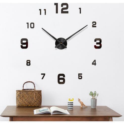 Modern Design Rushed Quartz Clocks Fashion Watches Mirror Sticker DIY Living Room Decor 3D Big Wall Clock Needle Quartz Sticker