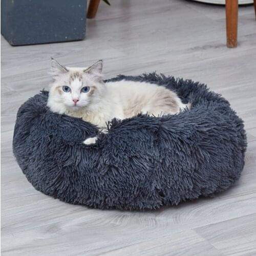 Super Soft Pet Bed Kennel Dog Round Cat Winter Warm Sleeping Bag Long Plush Large Puppy Cushion Mat Portable Cat Supplies