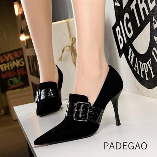 Shoes Woman Buckle Party Sexy OL High Heel 2020 Fashion Elegant Pumps