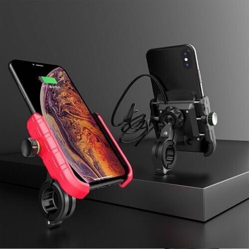 Waterproof Aluminum Bicycle Motorcycle Handlebar Mount Holder Cell Phone Quick Charger3.0 18W With USB Charger Funtion