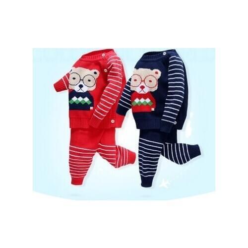 2020 Girl Boy Knitting Winter Sweater Kid Knit Jacket Long Sleeve Baby Clothes 2 pieces (Top + Pants