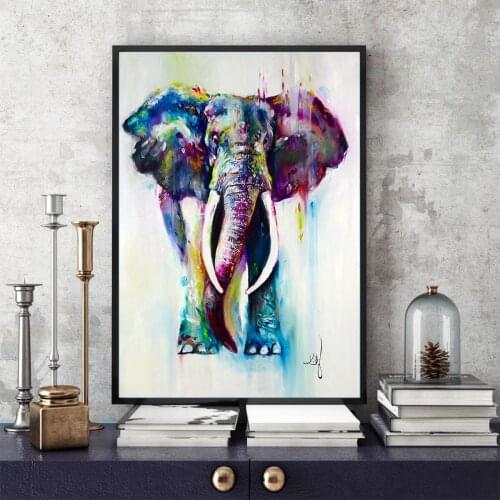 Wall Art Katie Elephant Oil Painting Home Decoration Painting Wartercolor Spray Prints Canvas Painting Picture wall Poster