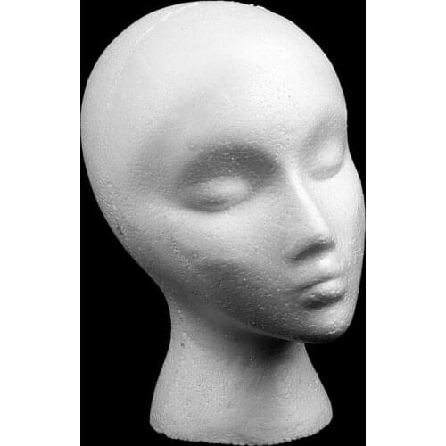 Female White Deflection Head Polystyrene Styrofoam Foam Head Model Stand Wig Hair Hat Headset Mannequin Head Display Stand Rack