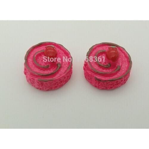 1pcs/lot resin flat back Simulated food hot pink chocolate fruit roll cake13mm Jewelry Mobile Phone DIY Accessories B015-7