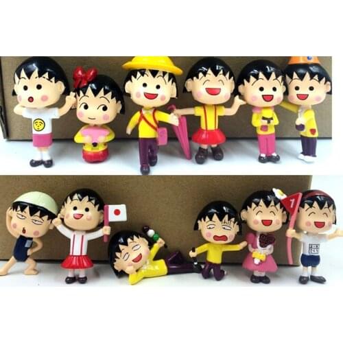 12pcs/lot kawaii PVC 5-7cm Japanese anime figure Chi-bi Maruko action figure set collectible model toys for boys