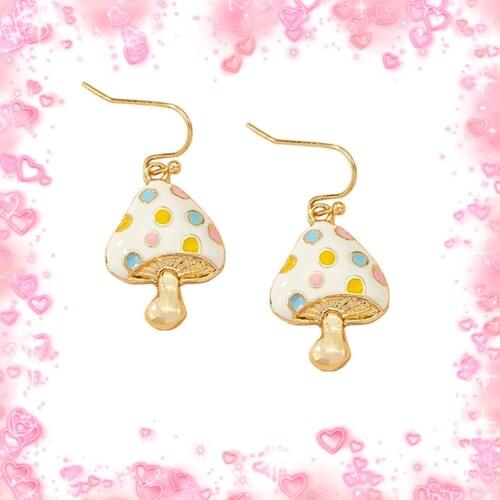 90s Aesthetic Wave Point Mushroom Earrings for Women Metal Punk Vintage Harajuku Earrings Charms Y2K Jewelry 90s Aesthetic New