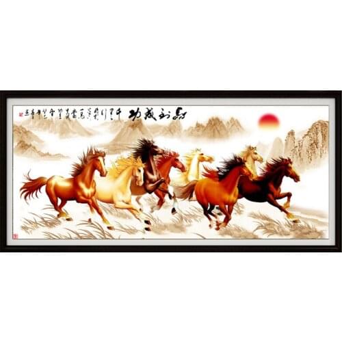 5d Diamond Painting Full Drill Round Rhinestones Diy Diamond Mosaic Cross Stitch Kits Diamond Embroidery Eight Horses