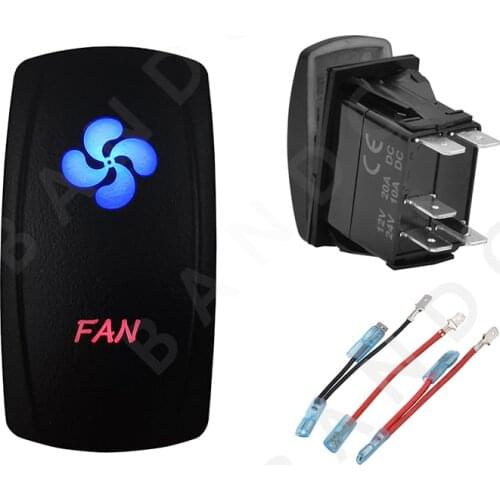 Car Boat Marine FAN Rocker Switch 5P SPST Laser Blue&Red Leds ON-OFF for ARB RV Camping Accessories，Car Tuning Parts，Jumper Wire