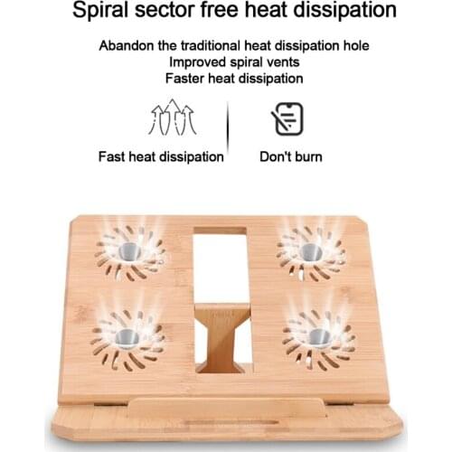 Bamboo Desktop Tablets Stand Cooling Non-Slip Notebook Holder Adjustable Lifting