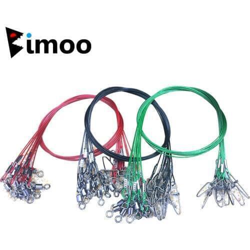 Bimoo 10PCS Thick Wire 50CMX1mm 150LB Steel Fishing Leader Trace Saltwater Fishing Trolling Anti Bite Lure Jig Hook Connector