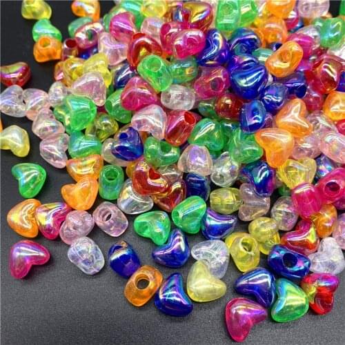 50pcs 10mm Acrylic Beads Heart Shaep Spaced Beads For Jewelry Making DIY Charms Bracelet Necklac Accessories