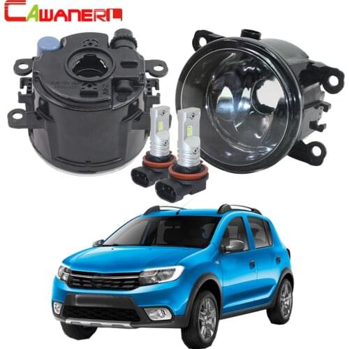 Cawanerl For 2008-2015 Renault Sandero / Stepway Hatchback Car Fog Light Lampshade + LED / Halogen Lamp Daytime Running Light