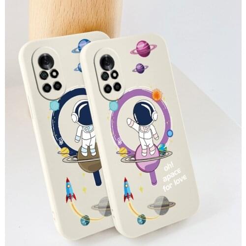 Globe Astronaut Phone Case For Huawei Nova 8 7 Pro SE 6 SE 5 Pro 5Z 5I 5Ipro 5T 4 4E Liquid Silicone Cover
