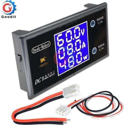 DC 0-100V 10A 1000W LCD Digital Voltmeter Ammeter Wattmeter Voltage Current Power Meter Volt Detector Tester Monitor 12V 24V 36V