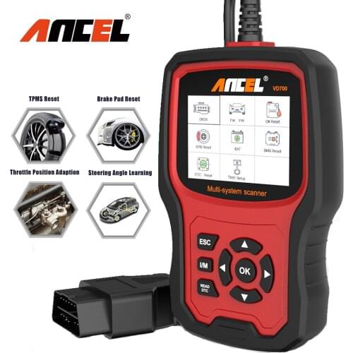 ANCEL VD700 Car Diagnostic Tools Full System Auto Scanner Check Engine For VAG Oil ABS EPB Reset OBDII Code Reader Obd2 Scanner